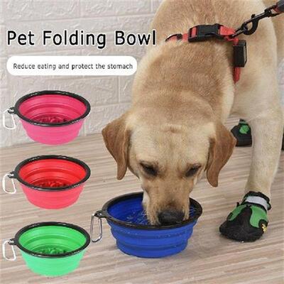 Pet Slow Food Bowl Outdoor Carry Folding Anti - choking