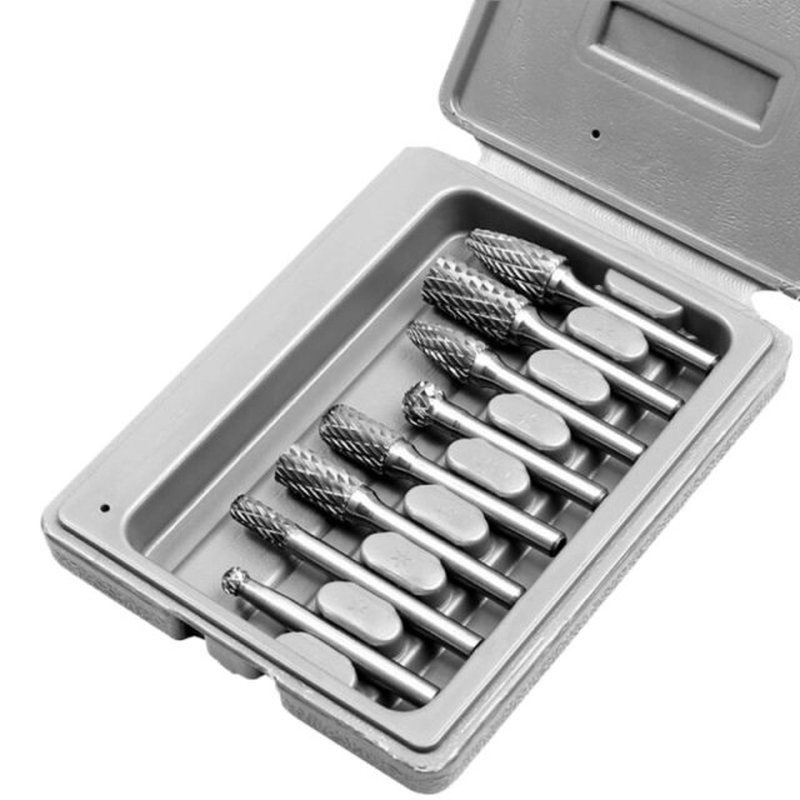 8pcs 1/4'' Shank Double Cut Tungsten Carbide
