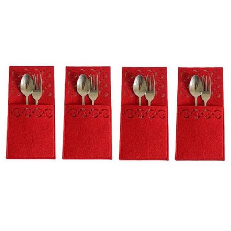 4pcs Christmas Cutlery Bag Knifes Forks Cutlery Bag Set