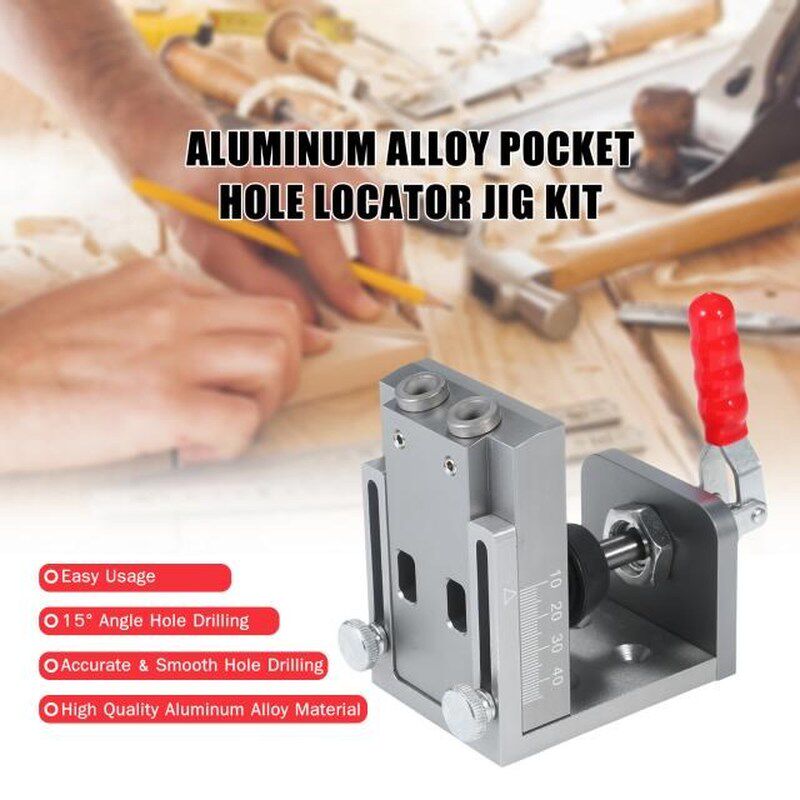 Pocket Hole Locator Kit Aluminum Alloy 15 Degree Angle Obliq