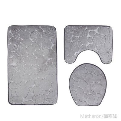 Bathroom Bath Mat Set Toilet Rugs Flannel Anti Slip Shower C