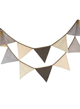 home decoration pennant brown cotton printed string flag