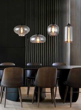 Vintage Pendant Lamp Glass Lampshade Smoke Gray Glass Pendan