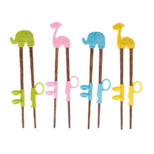1 Pair Baby Training Chopsticks Wood Silicone Baby Exercise