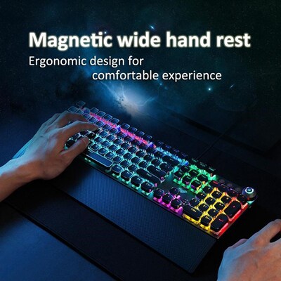 Gaming Mechanical Keyboard Retro Square Glowing Keycaps Back