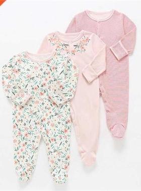 Baby Rompers 3pcs Flower Sleepsuit Baby Girl Pajamas Newbor