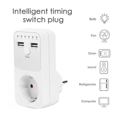 5V2A Dual USB EU Plug Timing Socket Timer Switch Countdown O