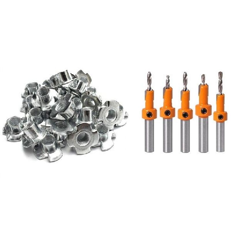 50Pcs M8 Metal Captive T Nuts Pronged Tee Blind Nuts