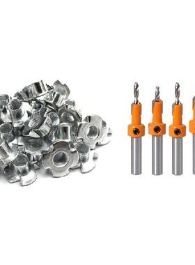 50Pcs M8 Metal Captive T Nuts Pronged Tee Blind Nuts