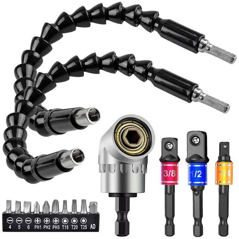 Flexible Drill Extension Hex Shank Drill Nut Driver Bit Set,