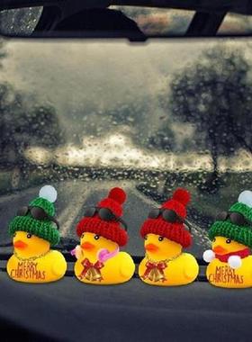 4 PCS Cute Mini Rubber Yellow Ducks Christmas