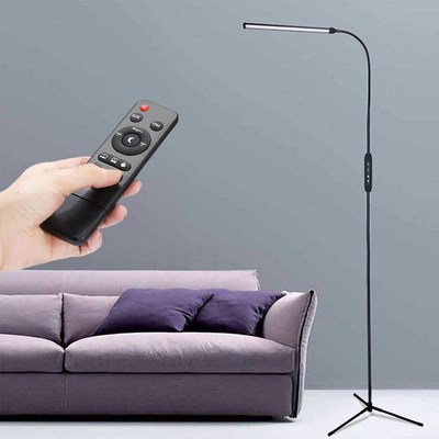Minimalist Nordic Black LED Standing Floor Lamp with Remote