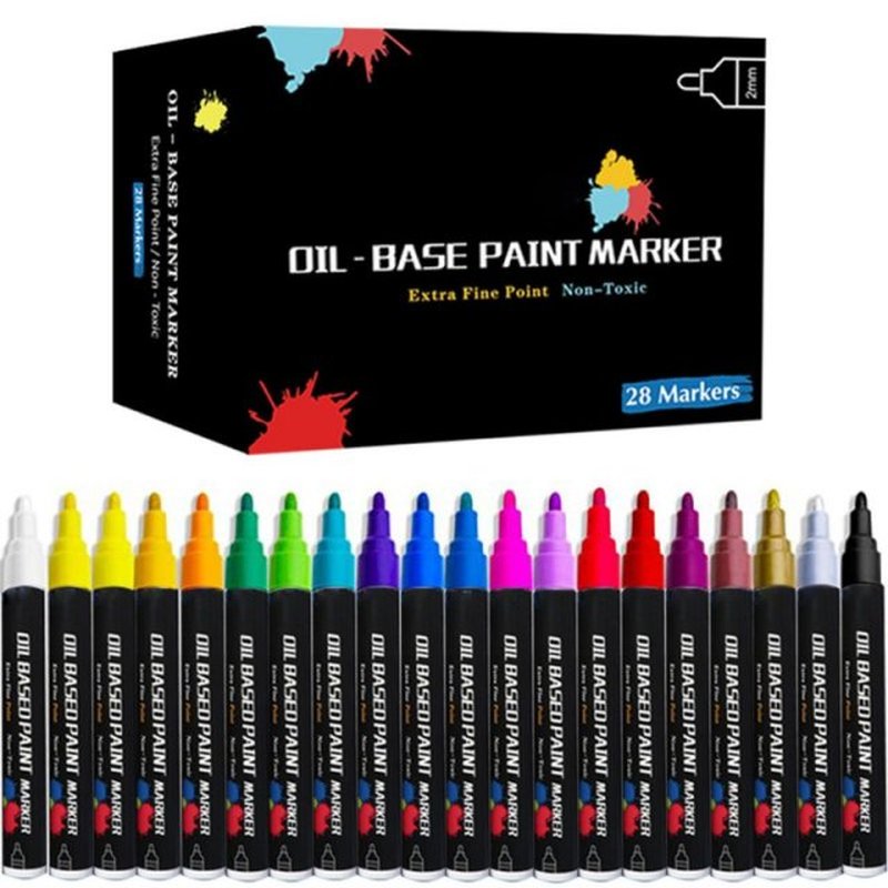 28 Colors Waterproof Metallic Oil Based Paint Marker Pen for