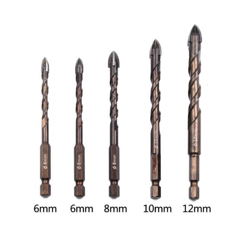 6mm / 8mm / 10mm / 12mm Cross Hex Tile Drill Bits Set 适用于