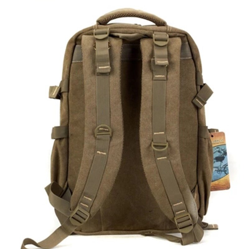 Men's Military Canvas Backpack Zipper Rucksacks Lapt