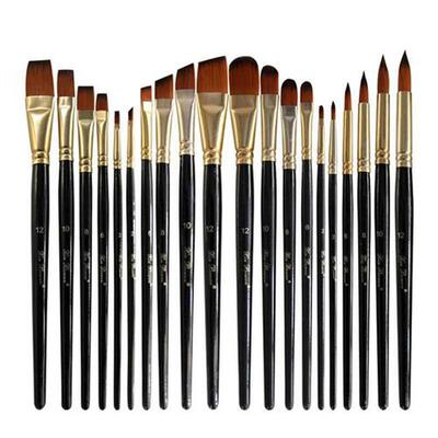 5pcs/set Nylon Hair Oil Paint Brush Set Round Filbert Angel