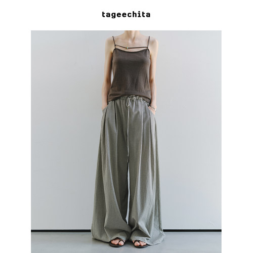TAGEECHITA 垂坠易打理泡泡纱松紧腰夏季凉感直筒阔腿休闲裤百搭