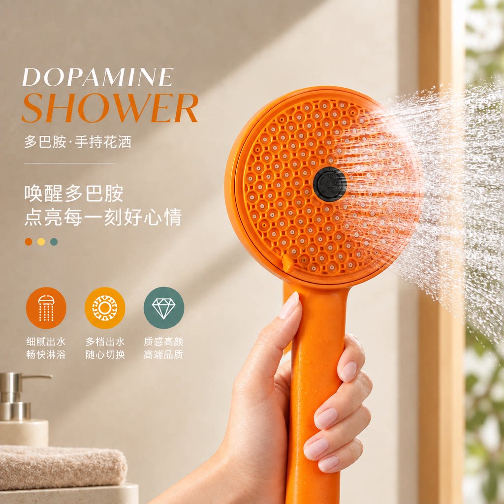 多巴胺六档增压花洒浴室家用淋浴头手持喷头洗澡过滤通用莲蓬头
