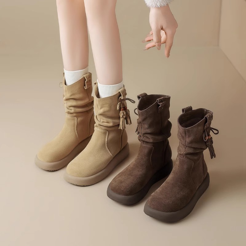 品牌短靴女2025秋冬季新款美拉德