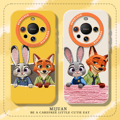 毛绒尼克朱迪手机壳适用华为mate80promax情侣70proplus疯狂动物城60秋冬50pro+高级感40E新款软硅胶保护套30