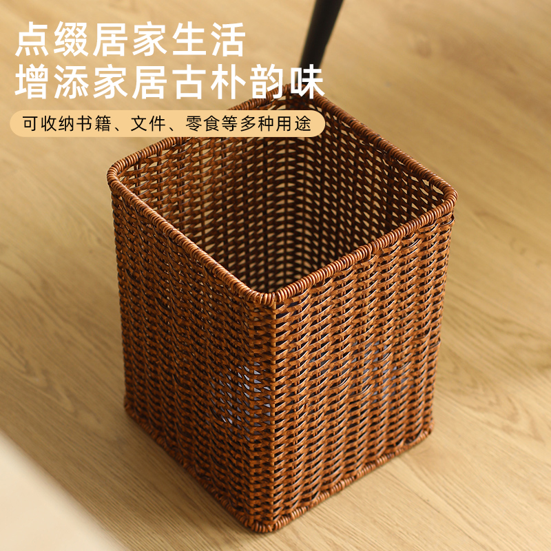 仿藤编垃圾桶客厅厨房办公室纸篓