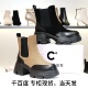 千百度2025厚底牛皮拼接切尔西靴烟筒靴女短靴子A24537301B01B15