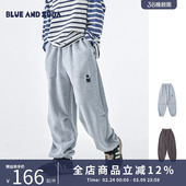 青少年松紧潮酷休闲长裤 宽松运动裤 男大童束脚卫裤 蓝汽水2026春季