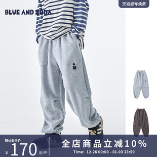 运动裤 蓝汽水2025年秋冬新款 宽松版 中大男童休闲束脚卫裤 亲子装