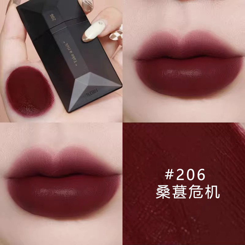 完美日记名片唇釉206桑葚危机雾面哑光口红204唇纱平价持久学生女