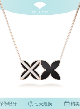 诺麟NOLYN黑玛瑙双面四叶草项链