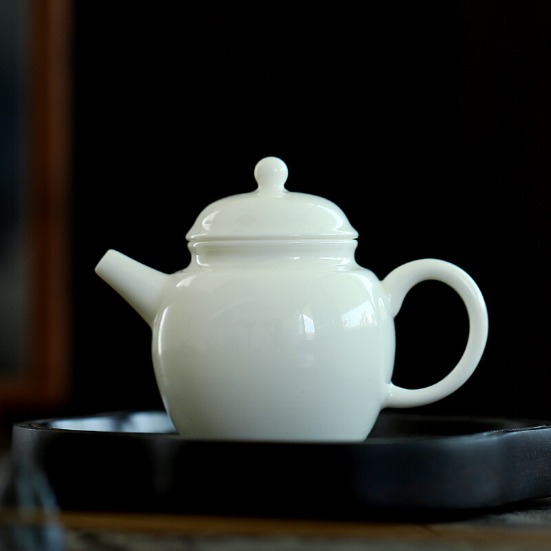 德化羊脂玉白瓷茶壶大o小容量手工单壶带过滤陶瓷功夫茶具家用泡