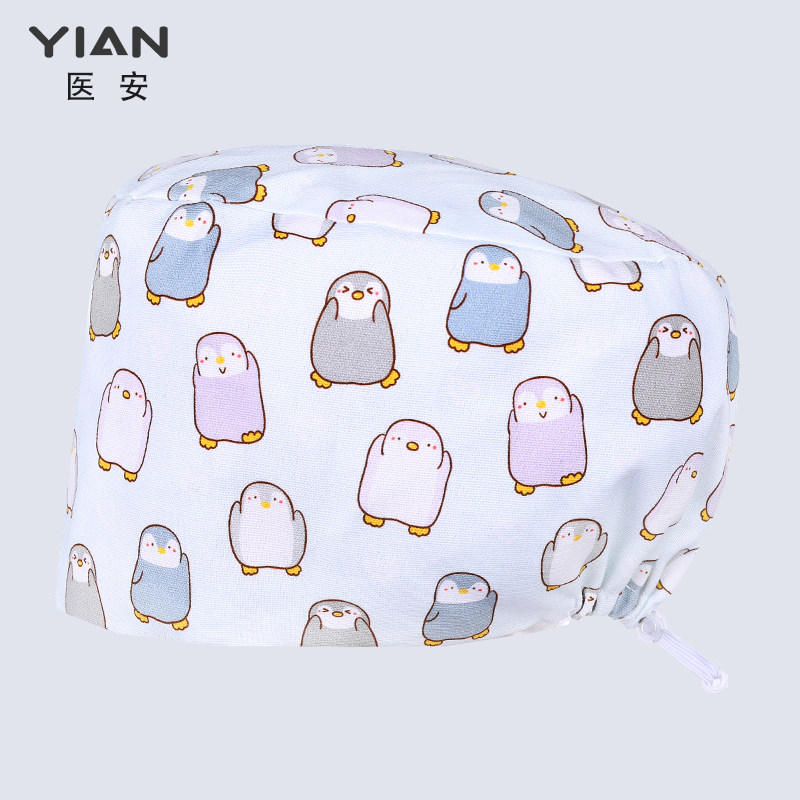 医安手术帽纯棉女护士小花帽手术室专用帽透气厨师帽防油烟调节扣
