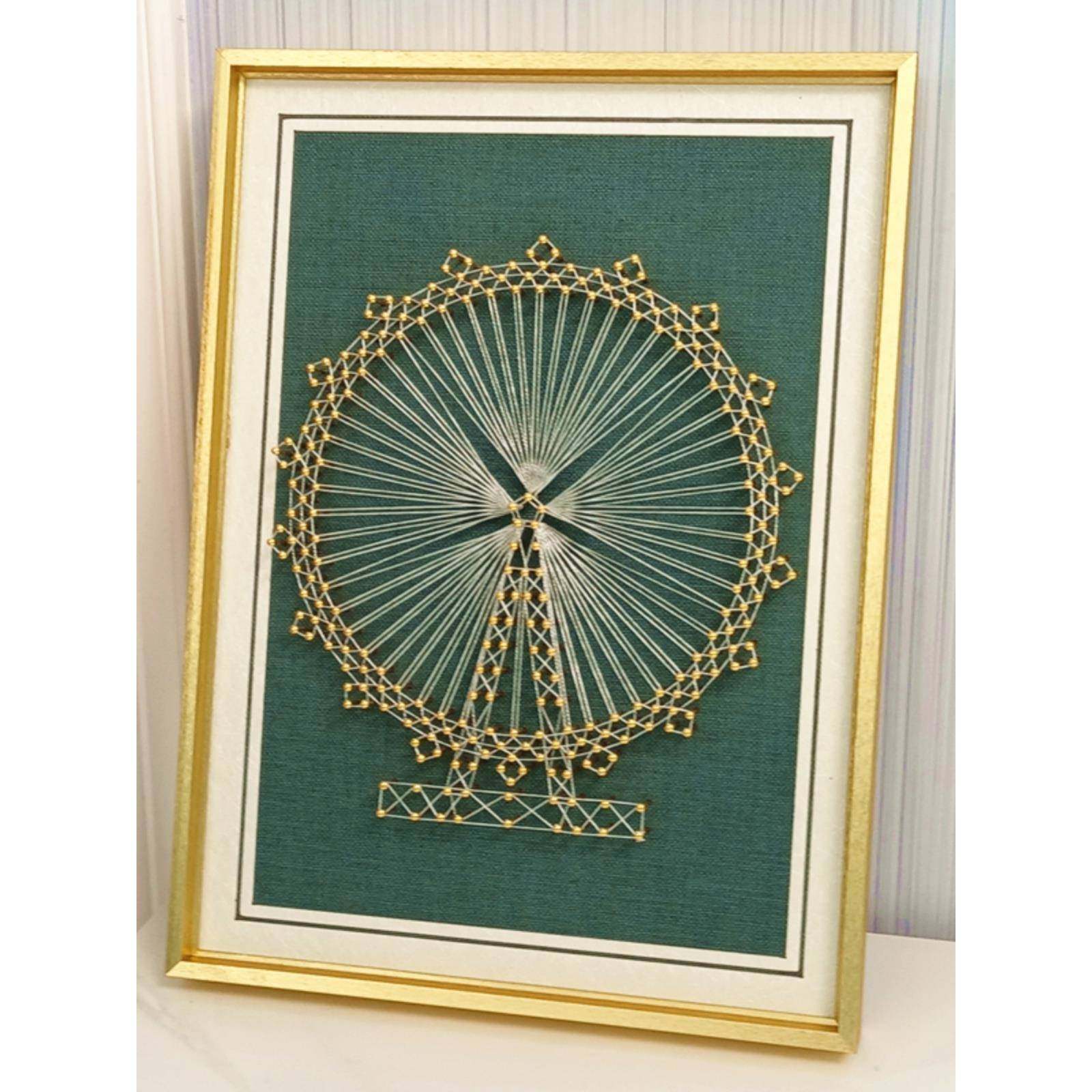 铁塔摩天轮 钉子绕线画diy材料包 毛线缠绕画手工装饰画礼物弦丝