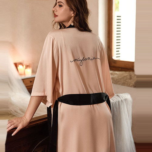 女士冰丝睡袍浴袍晨袍夏天