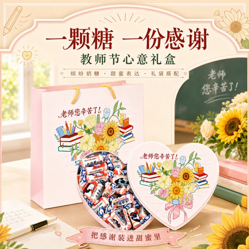 【教师节礼物】大白兔奶糖礼盒35粒送男女老师糖果小学幼儿园