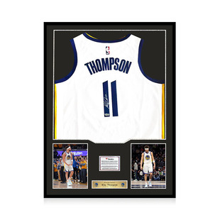 克莱汤普森亲笔签名旧金山勇士队白色SW球衣 Fanatics证书精装裱