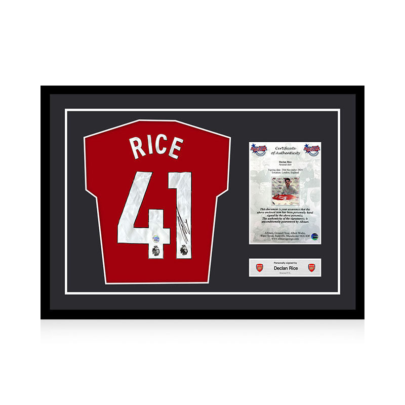 赖斯 亲笔签名 2024-25赛季阿森纳队球衣 ALLSTAR证书 精装裱