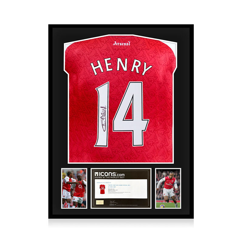 亨利 亲笔签名 2025-26赛季阿森纳队球衣 icons证书 精装裱