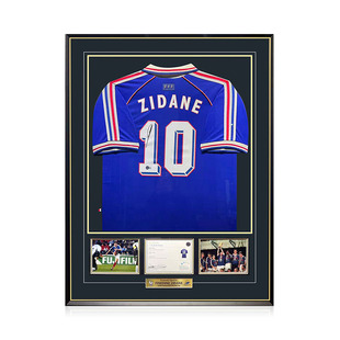 EM双认证 年球衣beckett 齐达内亲笔签名 1998年法国队主场元