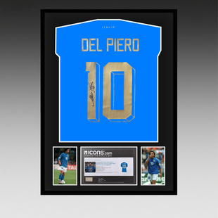 皮耶罗 亲笔签名 2022-23赛季意大利国家队球衣 icons证书 精装裱