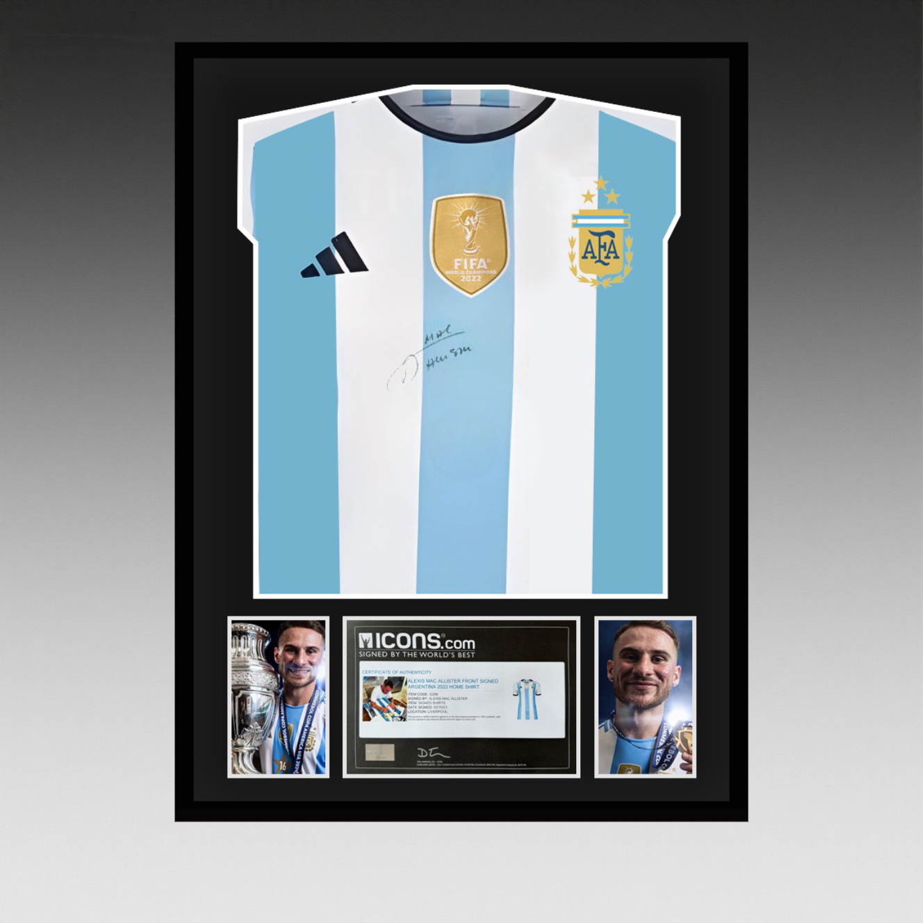 麦卡利斯特｜亲笔签名三星阿根廷2022赛季主场球衣【icons证书】