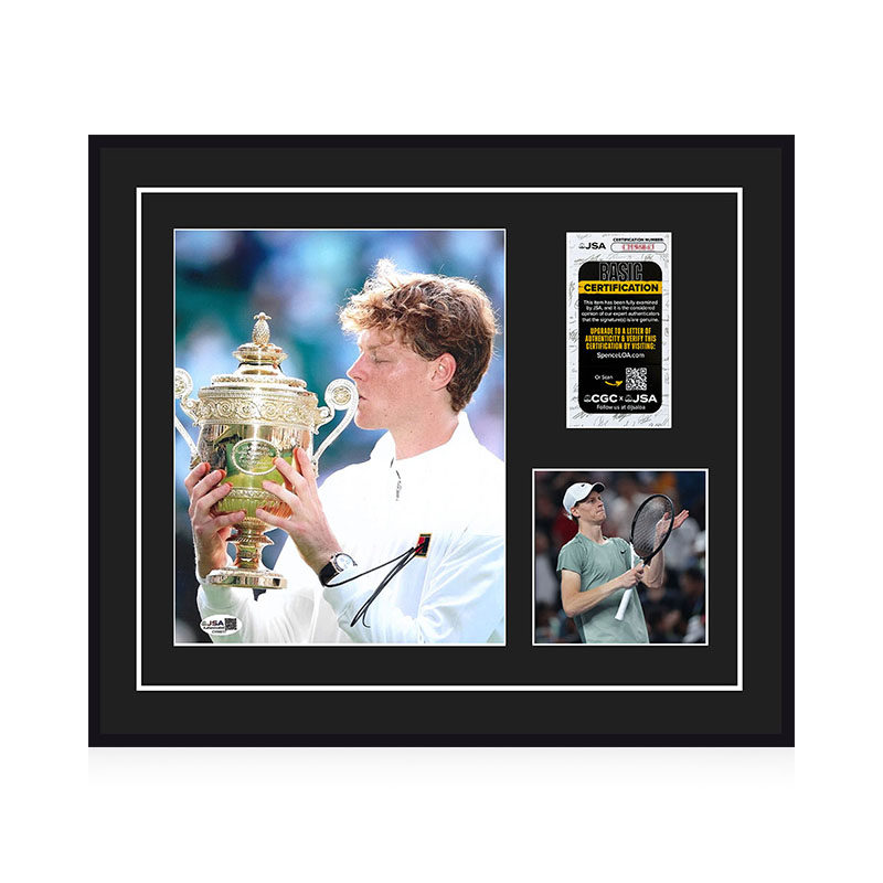 辛纳 亲笔签名 10寸网球夺冠照片 JSA权威认证 精装裱