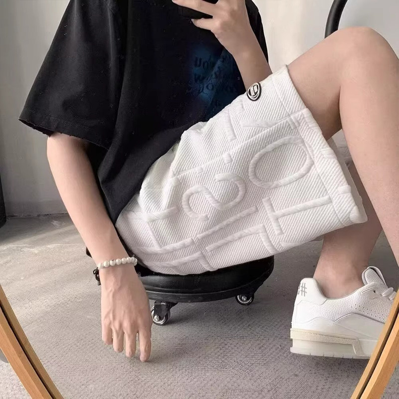 篮球短裤男生夏季ins潮牌宽松透气薄款阔腿沙滩中裤华夫格运动裤