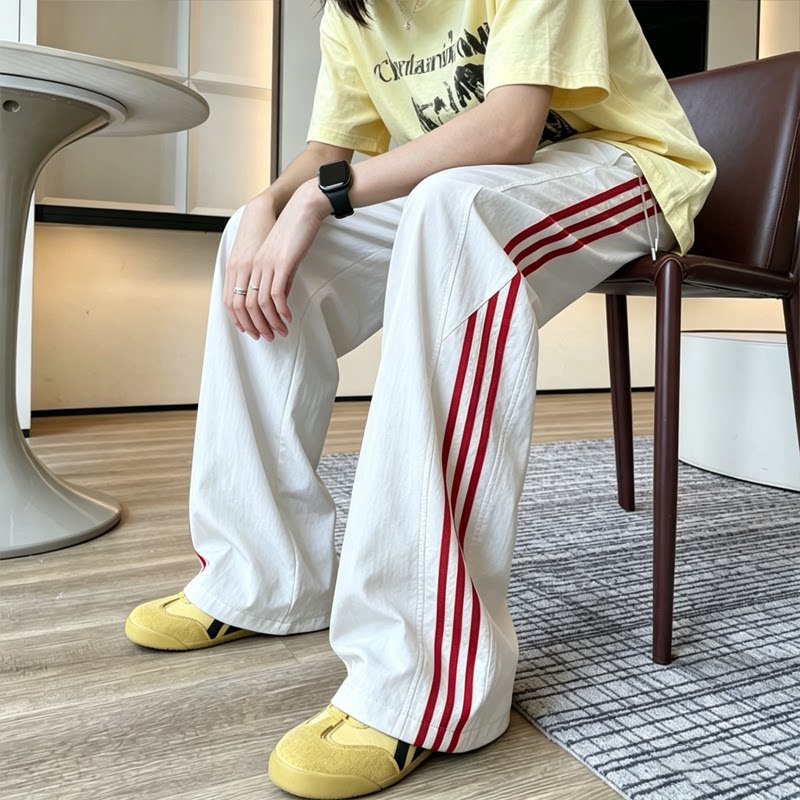 运动速干冲锋阔腿三条杠长裤男夏图片