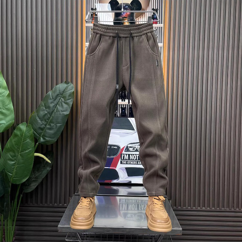 轻奢时尚加绒加厚运动直筒裤男士秋冬款潮流痞帅休闲裤保暖九分裤,男装,休闲裤,淘宝优惠券,粉丝福利购,淘宝优惠卷