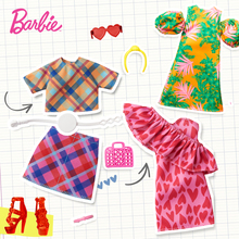 芭比Barbie之夏日潮流时尚衣服配件套装女孩娃娃换装玩具生日礼物