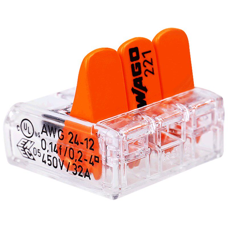 wago万可接线端子10只装221系列电线对接分线连接器接头卡子快速