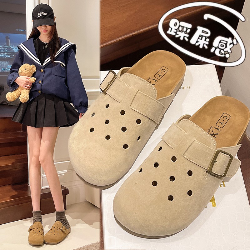 达夫妮镂空包头勃肯半拖鞋女软底
