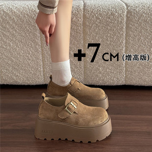 厚底全包勃肯鞋女鞋2026新款春季小个子增高乐福鞋一脚蹬博肯单鞋