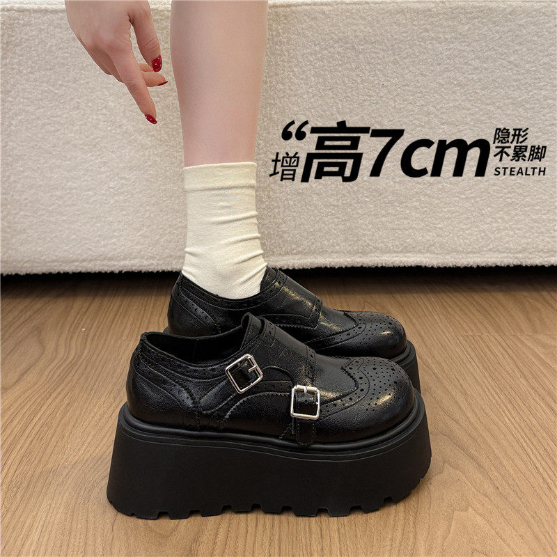 小个子增高厚底乐福鞋女2026新款春季英伦风布洛克黑色小皮鞋34码,女鞋,乐福鞋（豆豆鞋）,淘宝优惠券,粉丝福利购,淘宝优惠卷